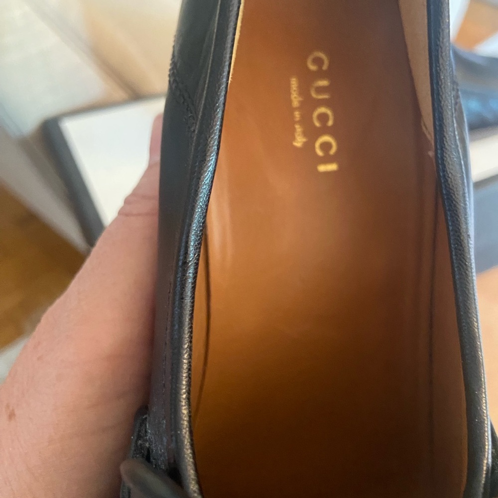Gucci Black Leather Heeled Boots with Gold Accents - Picture 3 of 4